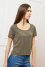 T-shirt scollo ampio in modal - MILITARE