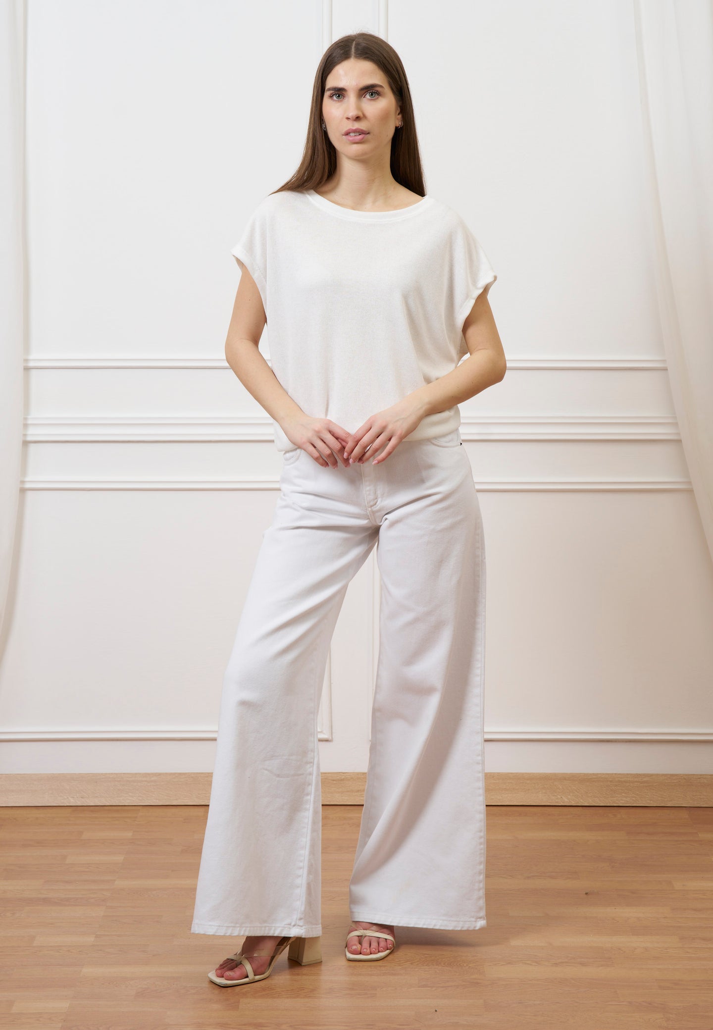 T-shirt over manica kimono - AVORIO