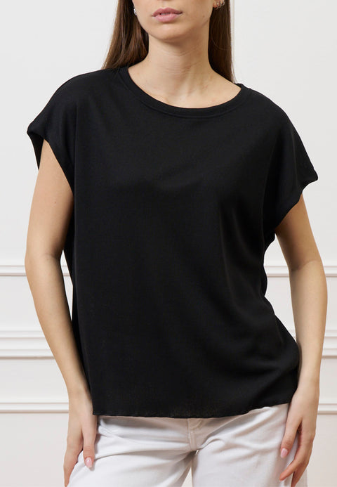 T-shirt over manica kimono - NERO