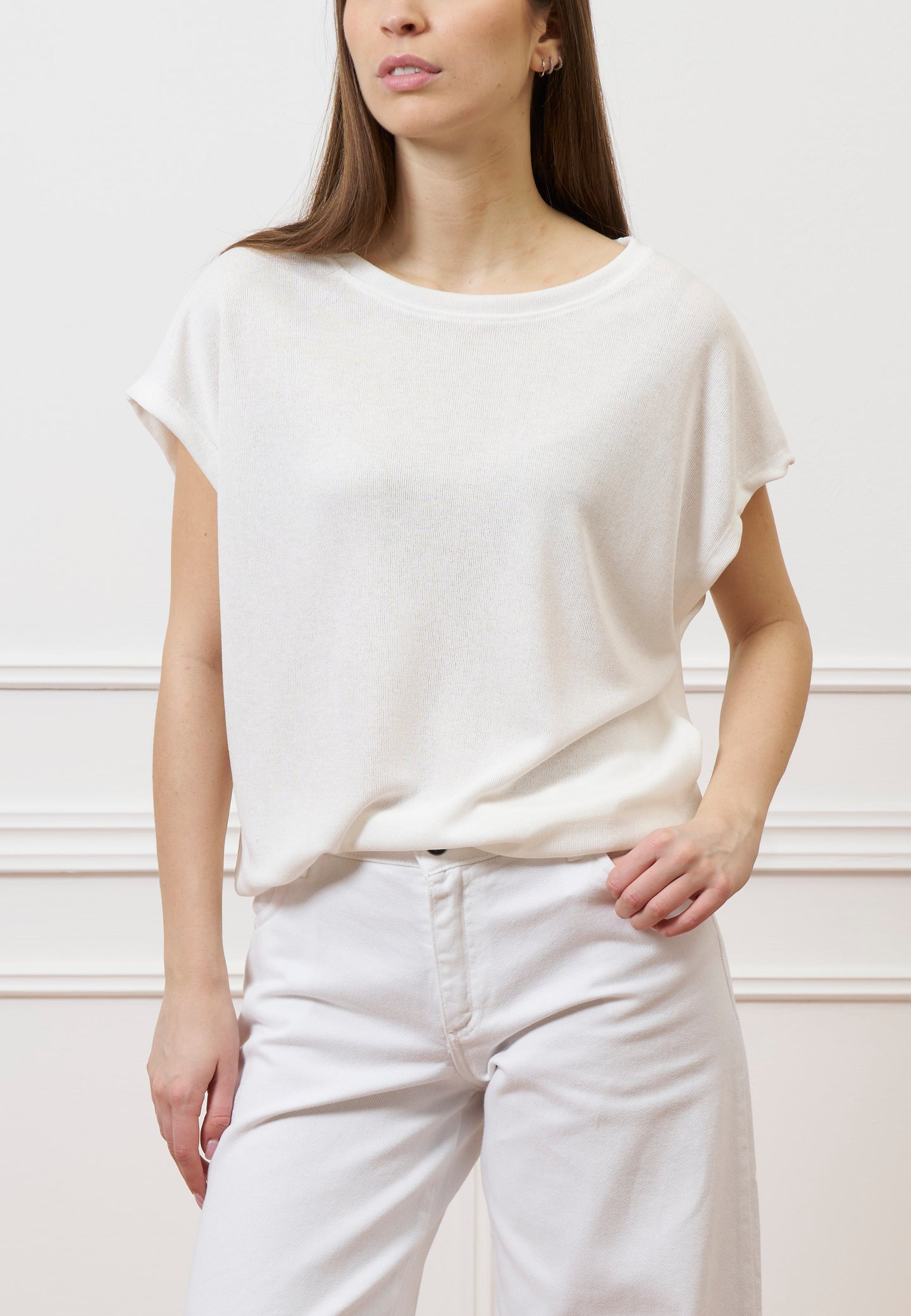 T-shirt over manica kimono - AVORIO