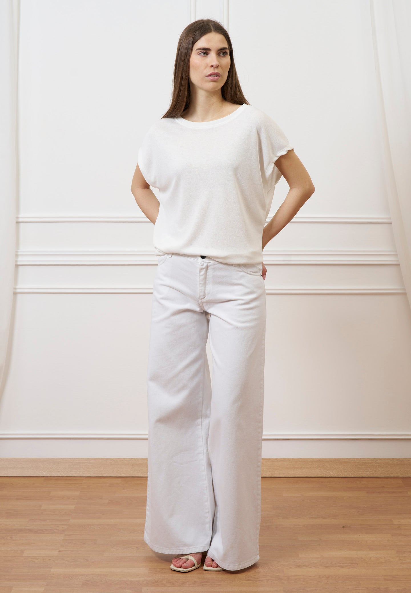 T-shirt over manica kimono - AVORIO