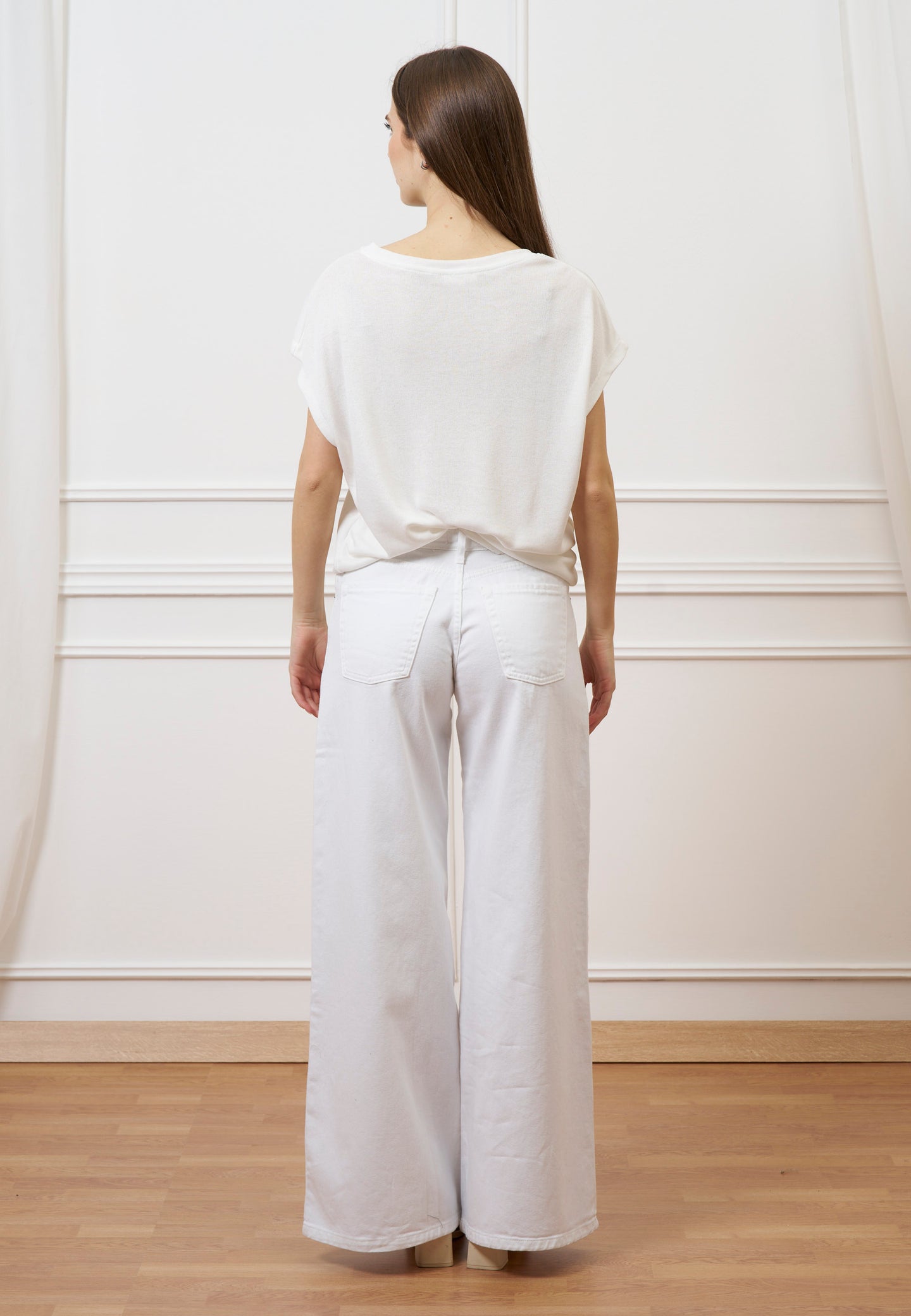 T-shirt over manica kimono - AVORIO