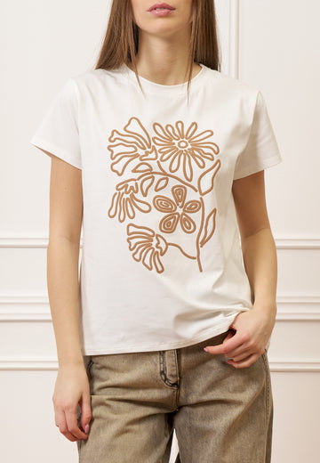 T-shirt con stampa fiore - AVORIO