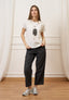 T-shirt con stampa donna fiori - AVORIO
