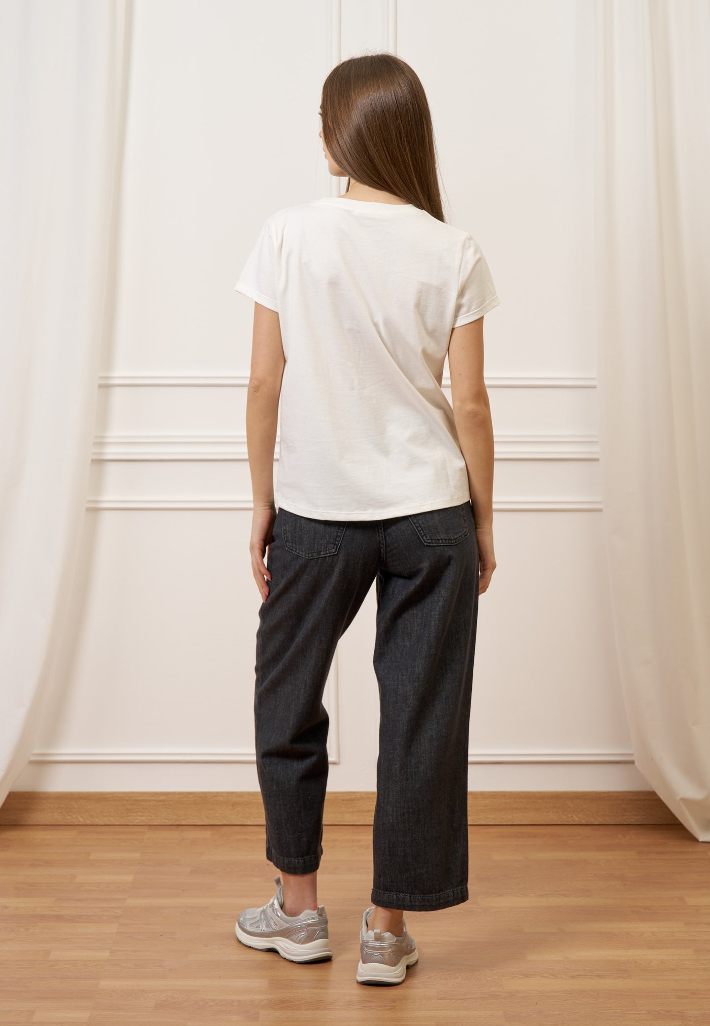 T-shirt con stampa donna fiori