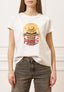 T-shirt con stampa cappello paglia - AVORIO
