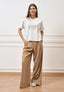 T-shirt con stampa e scritta strass - AVORIO