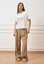 T-shirt con stampa e scritta strass - AVORIO