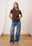 T-shirt fiammata basica - MARRONE
