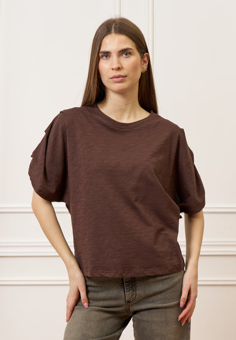 T-shirt con pieghe maniche