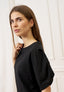 T-shirt con pieghe maniche - NERO