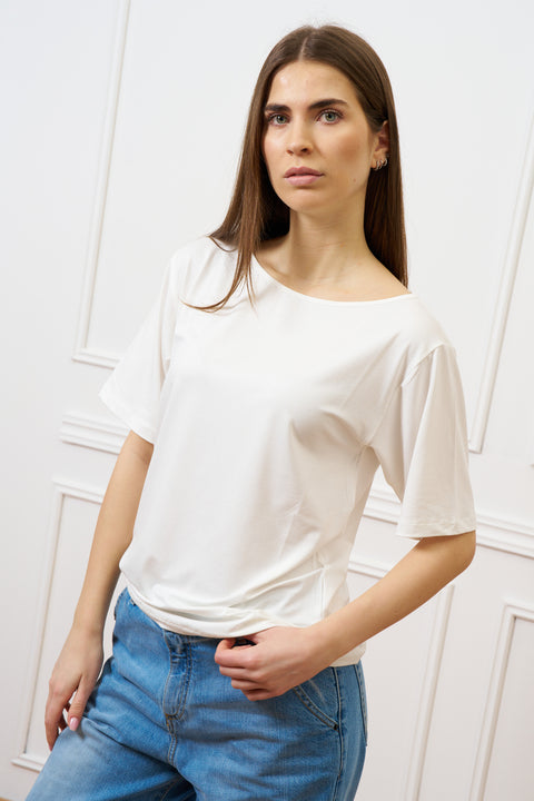 T-shirt ampia in viscosa - AVORIO