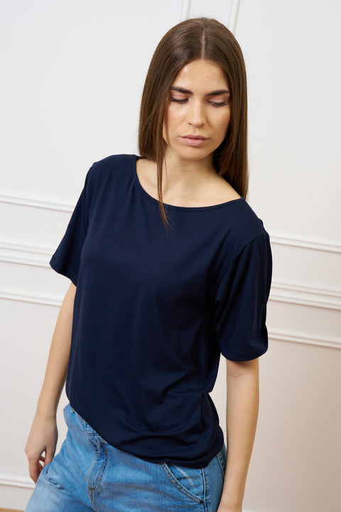 T-shirt ampia in viscosa - BLU