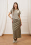 T-shirt a righe con fiore crochet - MILITARE/LATTE