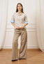 T-shirt a righe con gioiello - AVORIO/BEIGE