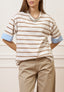 T-shirt a righe con gioiello - AVORIO/BEIGE