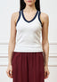 Top con bordi a contrasto - AVORIO/BLU