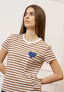 T-shirt a righe con cuore - BIANCO/TABACCO