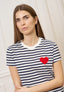 T-shirt a righe con cuore - BIANCO/BLU