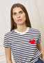 T-shirt a righe con cuore - BIANCO/BLU