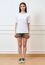 T-shirt con taschino bordo in pizzo - BIANCO