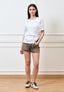 T-shirt con taschino bordo in pizzo - BIANCO