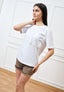T-shirt con taschino bordo in pizzo - BIANCO
