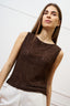 Top in pizzo stretch - MARRONE