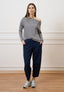 T-shirt scatola in jersey a righe - AVORIO/BLU