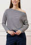 T-shirt scatola in jersey a righe - AVORIO/BLU