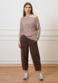 T-shirt scatola in jersey a righe - AVORIO/TABACCO