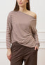 T-shirt scatola in jersey a righe - AVORIO/TABACCO