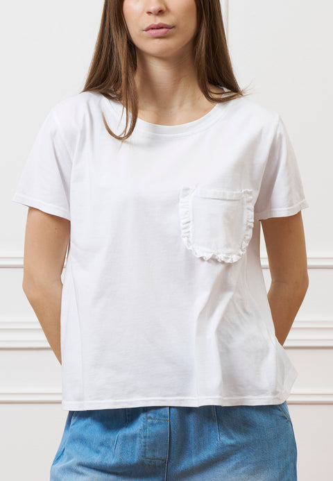 T-shirt taschino con rouches - BIANCO