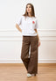 T-shirt con fiore rosso ricamato - BIANCO