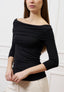T-shirt spalle scoperte in jersey elasticizzato - NERO