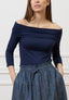 T-shirt spalle scoperte in jersey elasticizzato - BLU