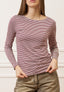 T-shirt a righe bicolore - BORDEAUX/PANNA