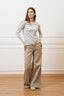 T-shirt a righe con maniche lunghe - AVORIO/AVIO