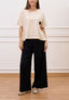 T-shirt con taschino scritta e fiore - BEIGE