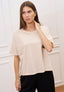 T-shirt con taschino scritta e fiore - BEIGE