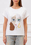 T-shirt con volto ricamato - AVORIO