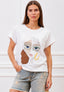 T-shirt con volto ricamato - AVORIO