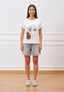 T-shirt con volto ricamato - AVORIO