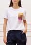 T-shirt con taschino frange colorate - BIANCO