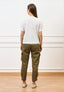 T-shirt con inserto tessuto e tasche - BIANCO/KAKI