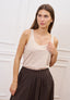Top con scollo ampio a righe  - BEIGE