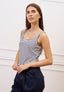 Top con scollo ampio a righe  - BLU