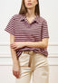 T-shirt polo a righe - ROSA