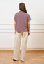 T-shirt polo a righe - ROSA