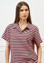 T-shirt polo a righe - ROSA